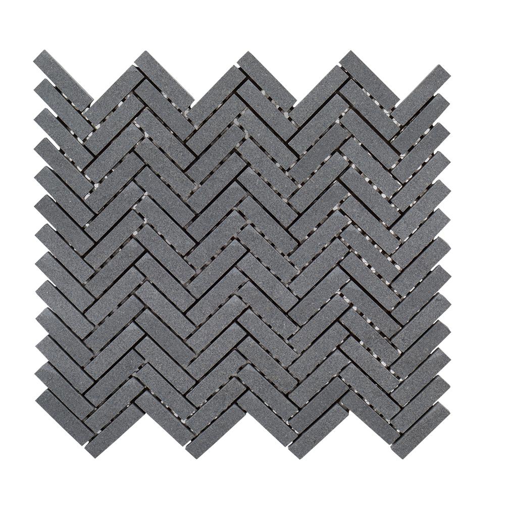 Basalt Herringbone Gray 11 in. x 10 in. x 8 mm Honed Basalt Mosaic Wall/Floor Tile