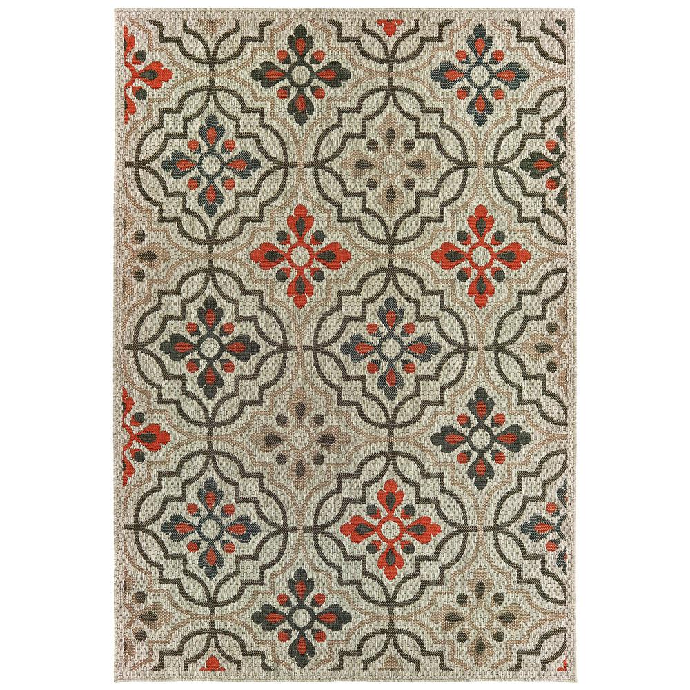 Bermuda Fl Grey Orange 9 Ft 10 In X 12 Indoor Outdoor Area Rug