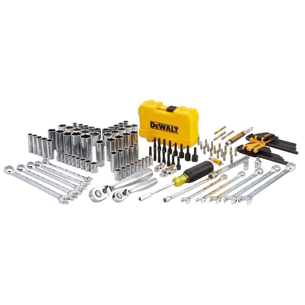 Dewalt 1 4 In X 3 8 In Drive Polished Chrome Mechanics Tool Set