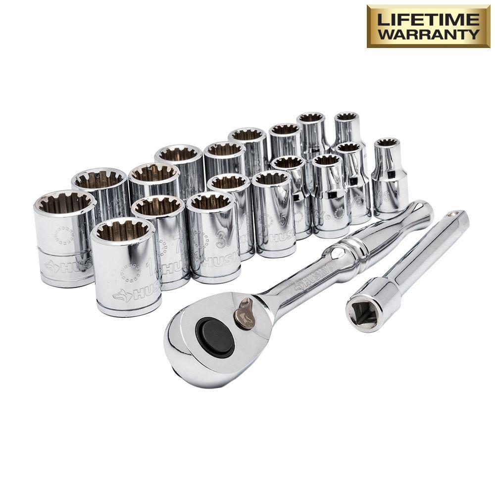 Husky 1/4 in. Drive SAE/Metric Universal Socket Set (20Piece