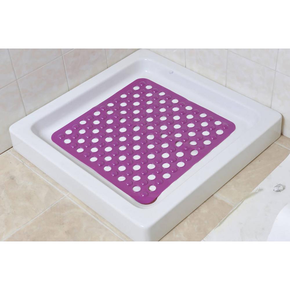 Purple 20 In W X 20 In L Non Skid Square Bath Shower Mat With