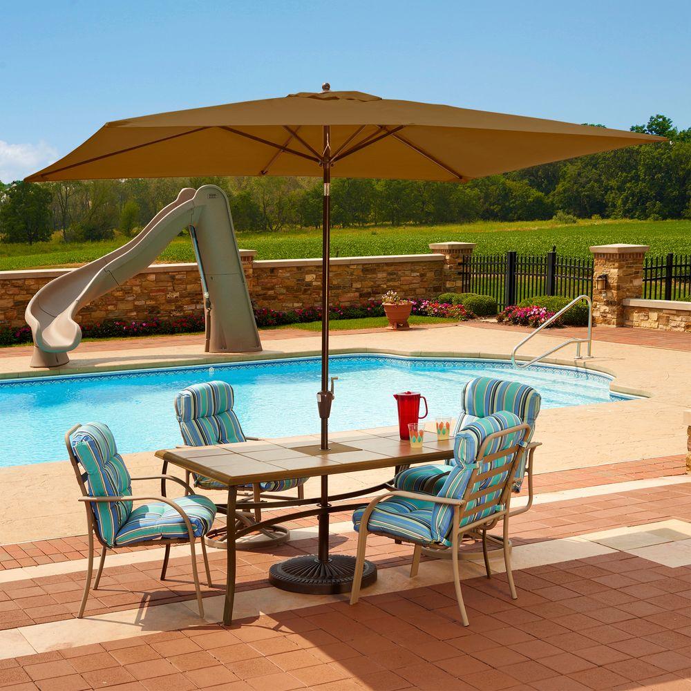 Rectangular Patio Umbrellas Furniture The Home Depot Rectangular Aluminum Market Auto Tilt Patio Umbrella