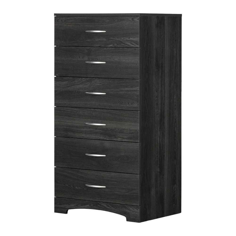 South Shore Step One 6-Drawer Lingerie Chest Pure Black Black