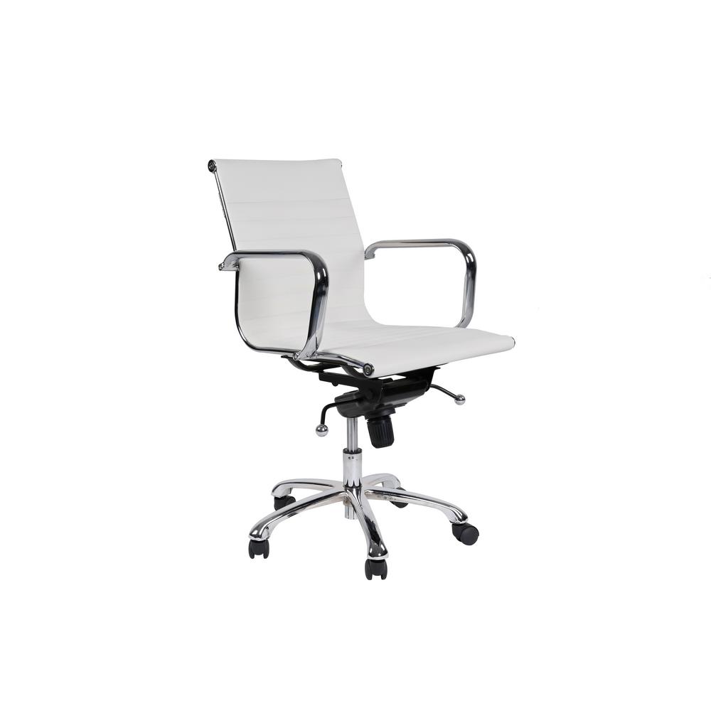 manhattan comfort delancey mid back adjustable white office chair
