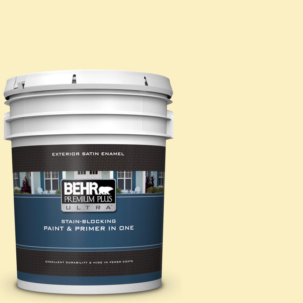BEHR Premium Plus Ultra 5 gal. 380A2 Moonlit Yellow Satin Enamel