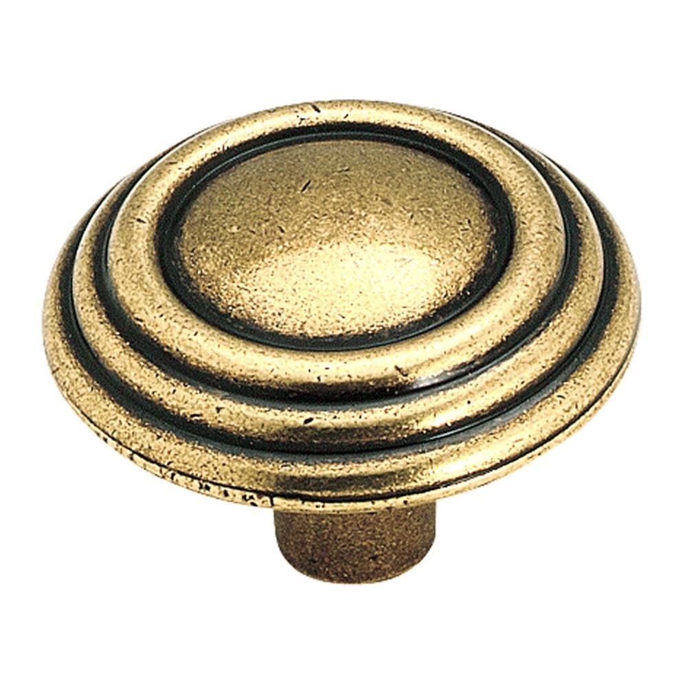 Amerock Mulholland 11/4 in. Rustic Brass Rectangle Knob