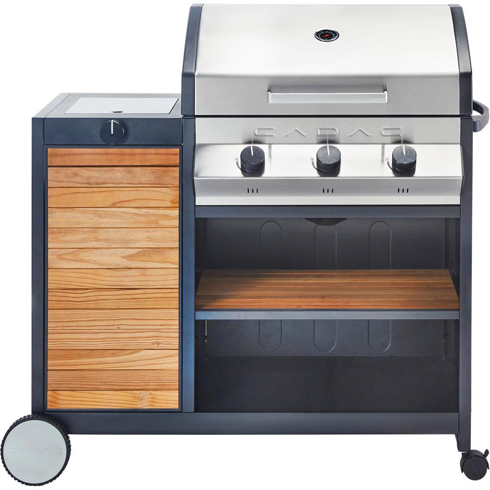 Cadac Meridan Woody 3 Burner Propane Gas Grill With Side Meridan Woody 3 Burner Propane Gas Grill With Side