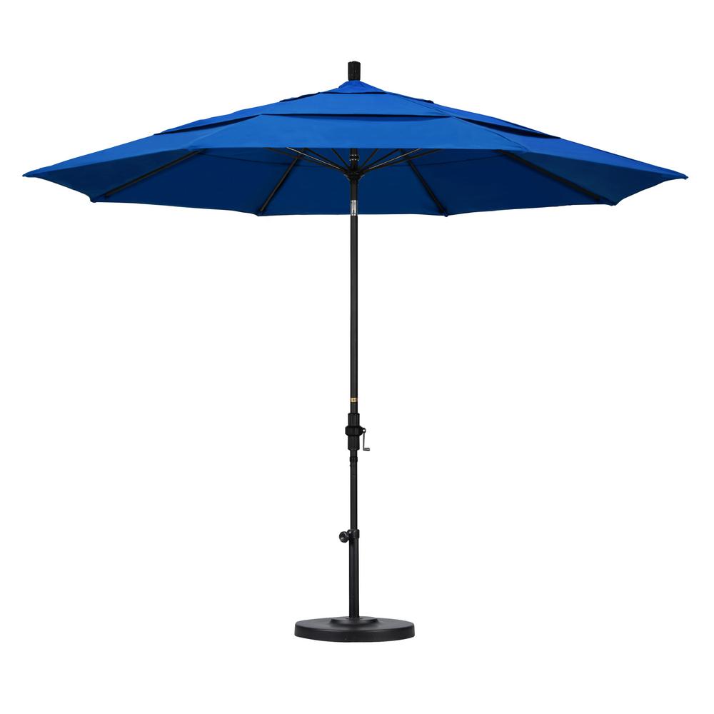 California Umbrella 11 Ft Fiberglass Collar Tilt Double Vented Patio Umbrella In Frost Blue Olefin Gscuf118117 F26 Dwv The Home Depot