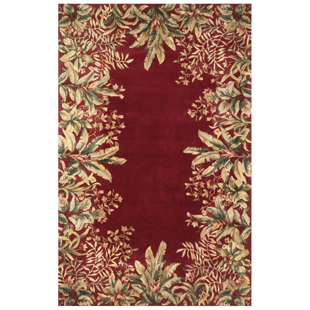 Kas Rugs Lush Border Tropics Ruby 8 ft. x 11 ft. Area RugEME90178X11