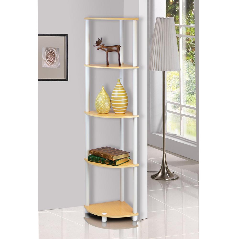Furinno Turn N Beech 5 Shelf Corner Open 99811be Wh The Furinno Turn N Beech 5 Shelf Corner Open