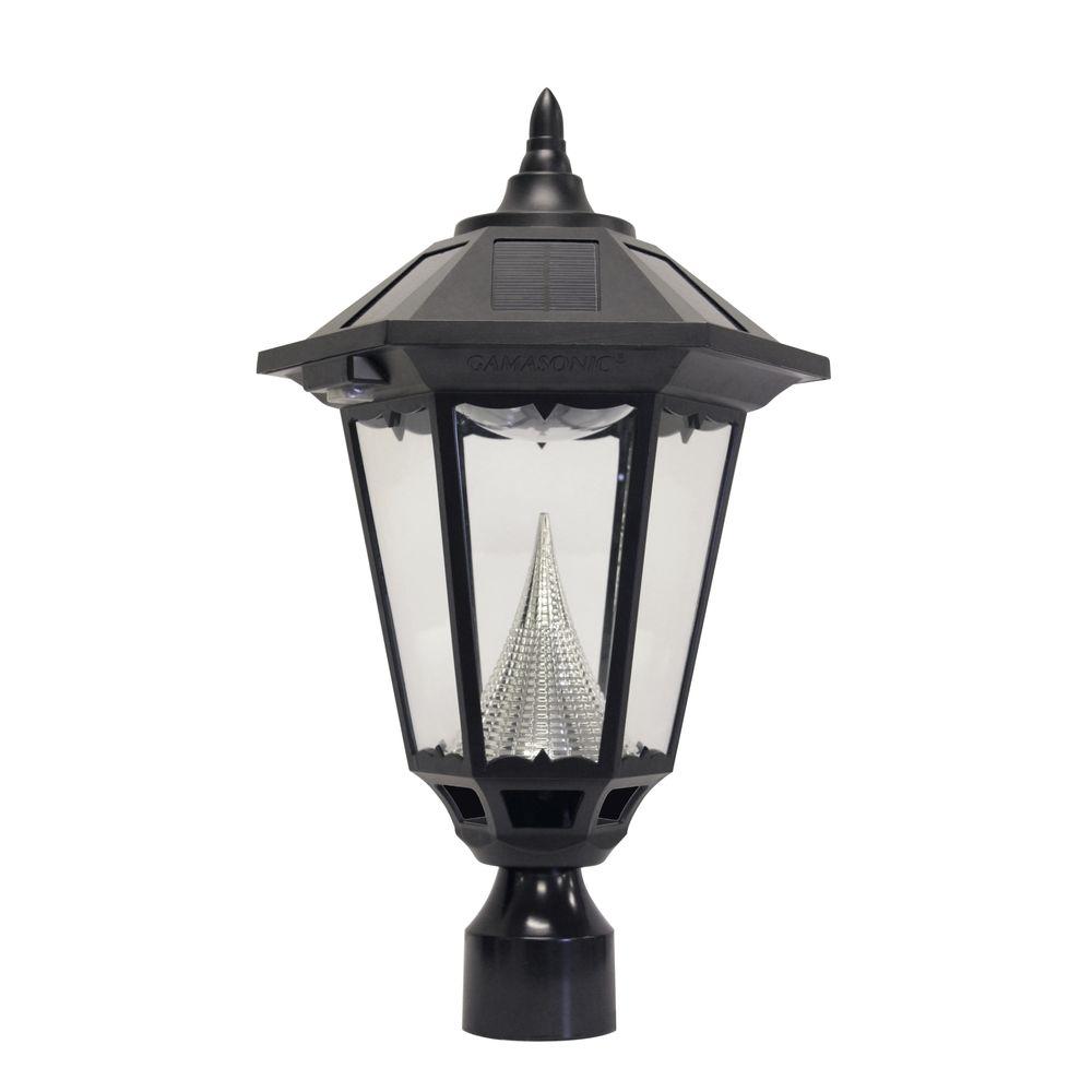 Gama Sonic Windsor Solar Black Outdoor Post Light With 3 In. Fitter ...