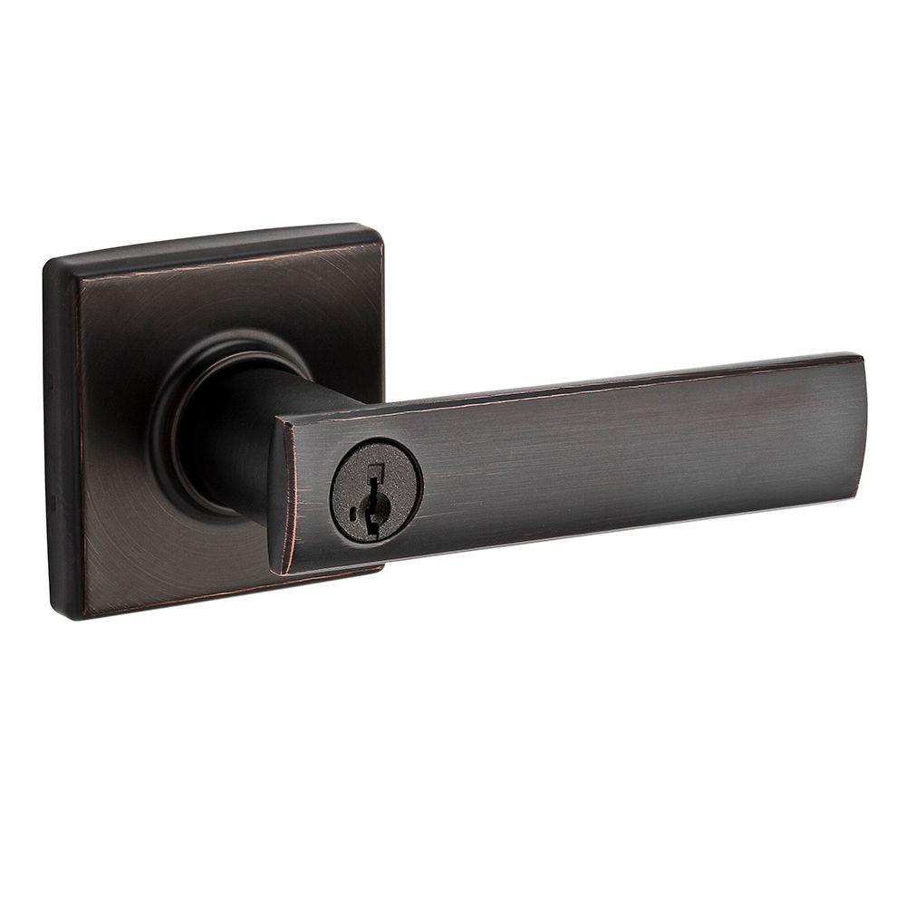 Kwikset Vedani Square Bronze Entry Door Lever featuring