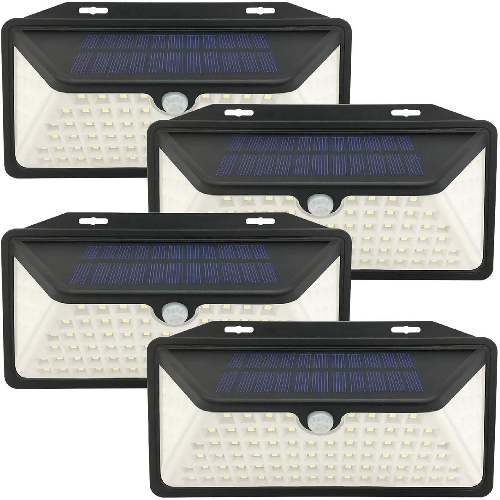 100 LED Solar Black Outdoor Motion Sensor Lights, Motion Sensor Wall