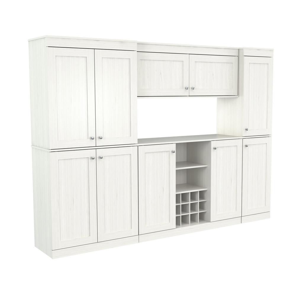 Inval 4Piece Buffet with Wine Storage in Washed Oak BFGP4 The Home