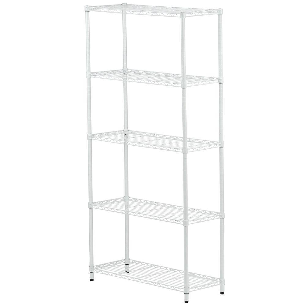 Free Standing Shelves White 14 In Freestanding Shelving Units 5 Tier 72 In H X 36 W 14