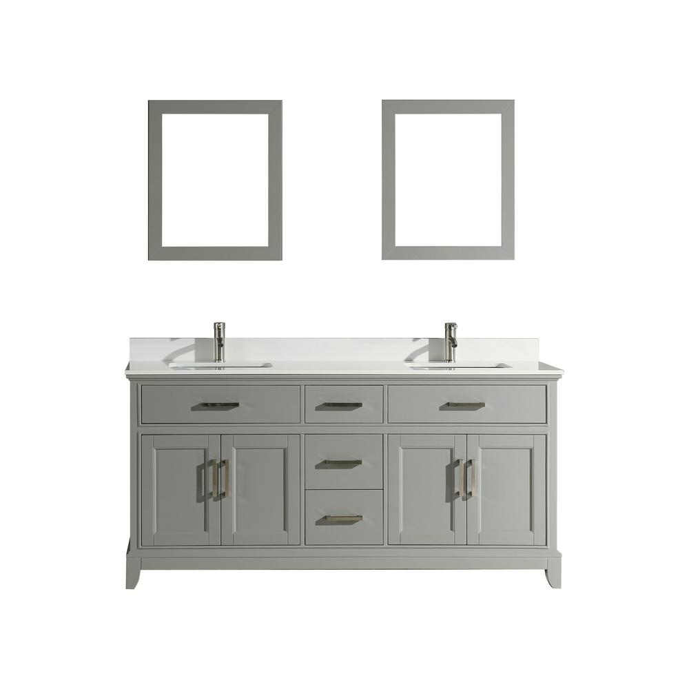 Vanity Art Genoa 72 In W X 22 D 36 H Bath Grey With Top White Basin And Mirror