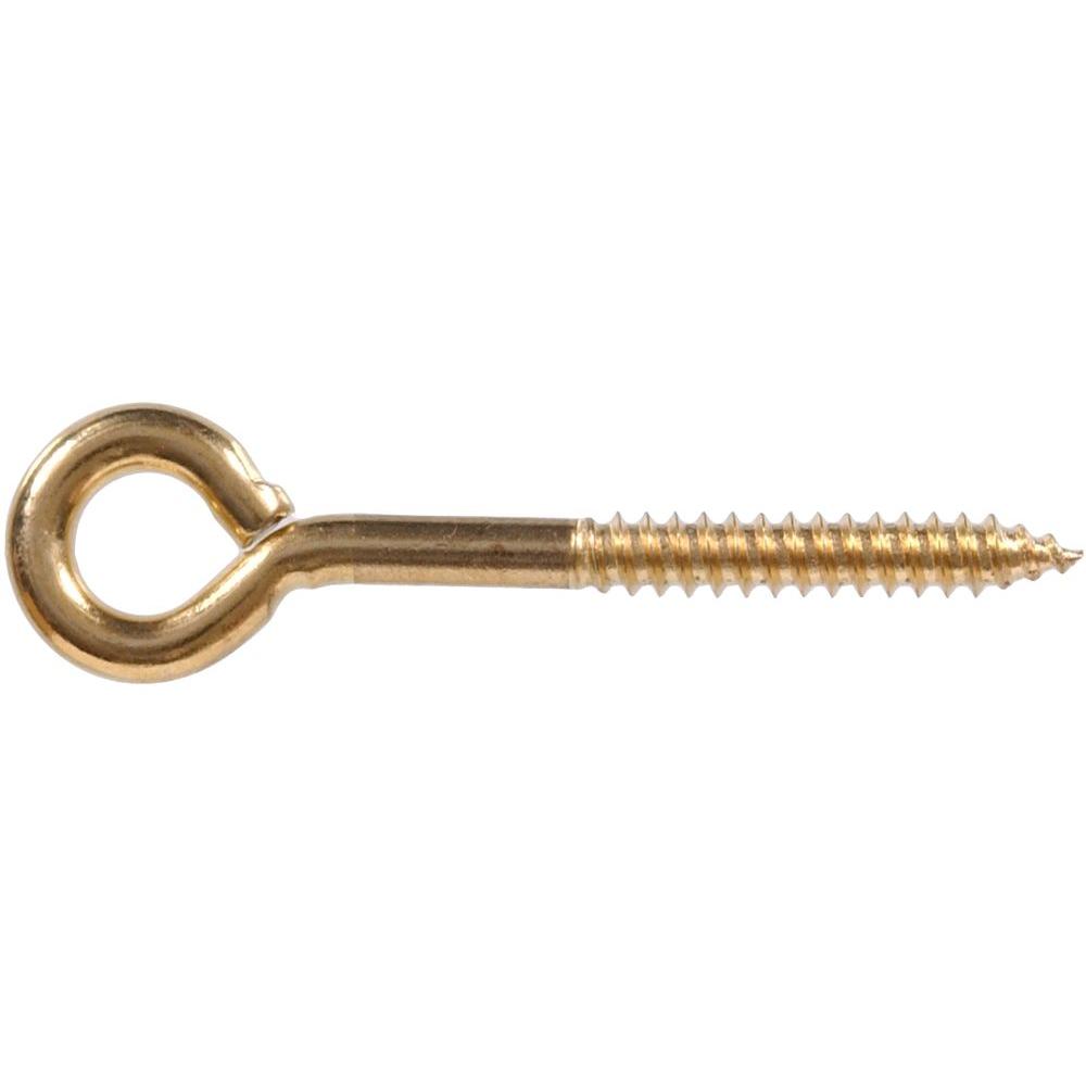 The Hillman Group 1/4 x 5 in. Brass Plated Lag Thread Screw Eye (10 ...