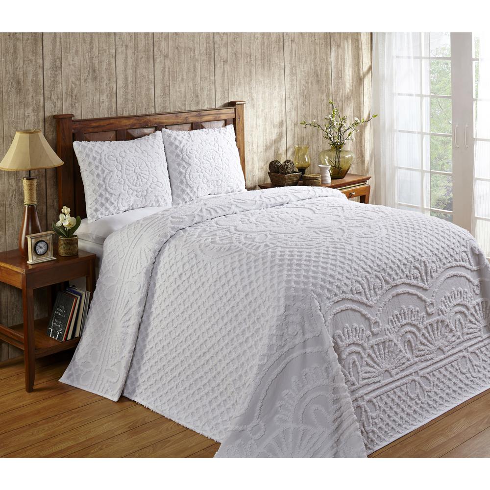 Better Trends Trevor 96 In X 110 In Double White Bedspread Ss