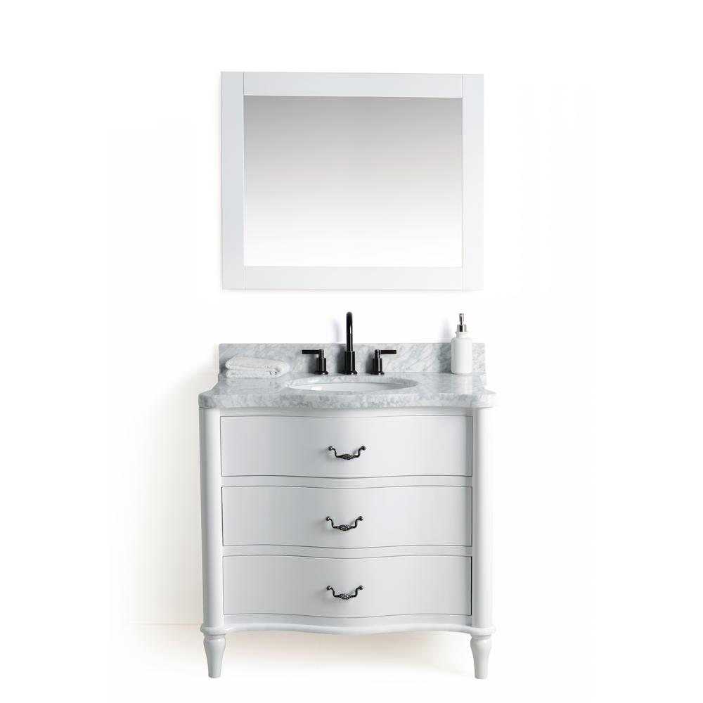 Legion Furniture 36 In W X 22 D Vanity White With Cararra Legion Furniture 36 In W X 22 D Vanity White With Cararra Marble Top And Gray Basin Mirror