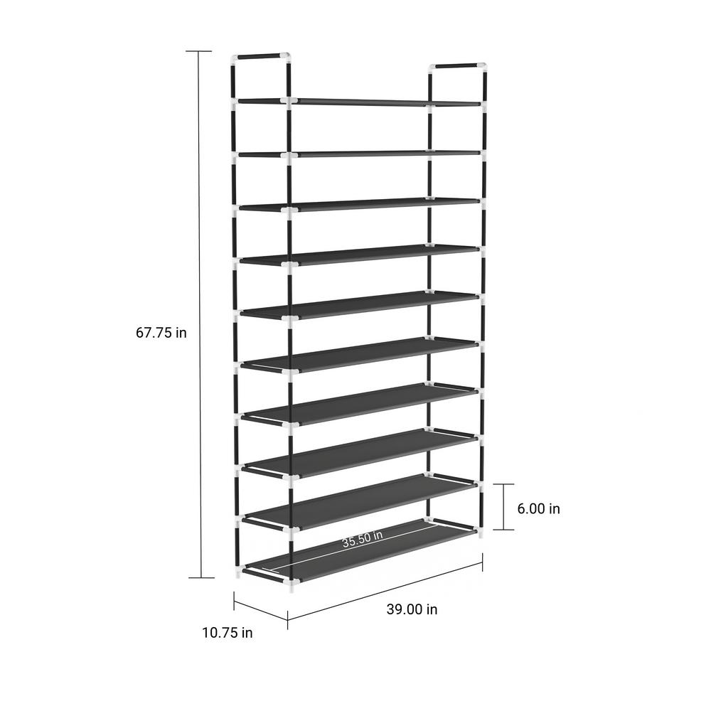 Home Storage Organization 10 Tier Grey Home Basics Free Standing Shoe Rack Copesel Com Ar