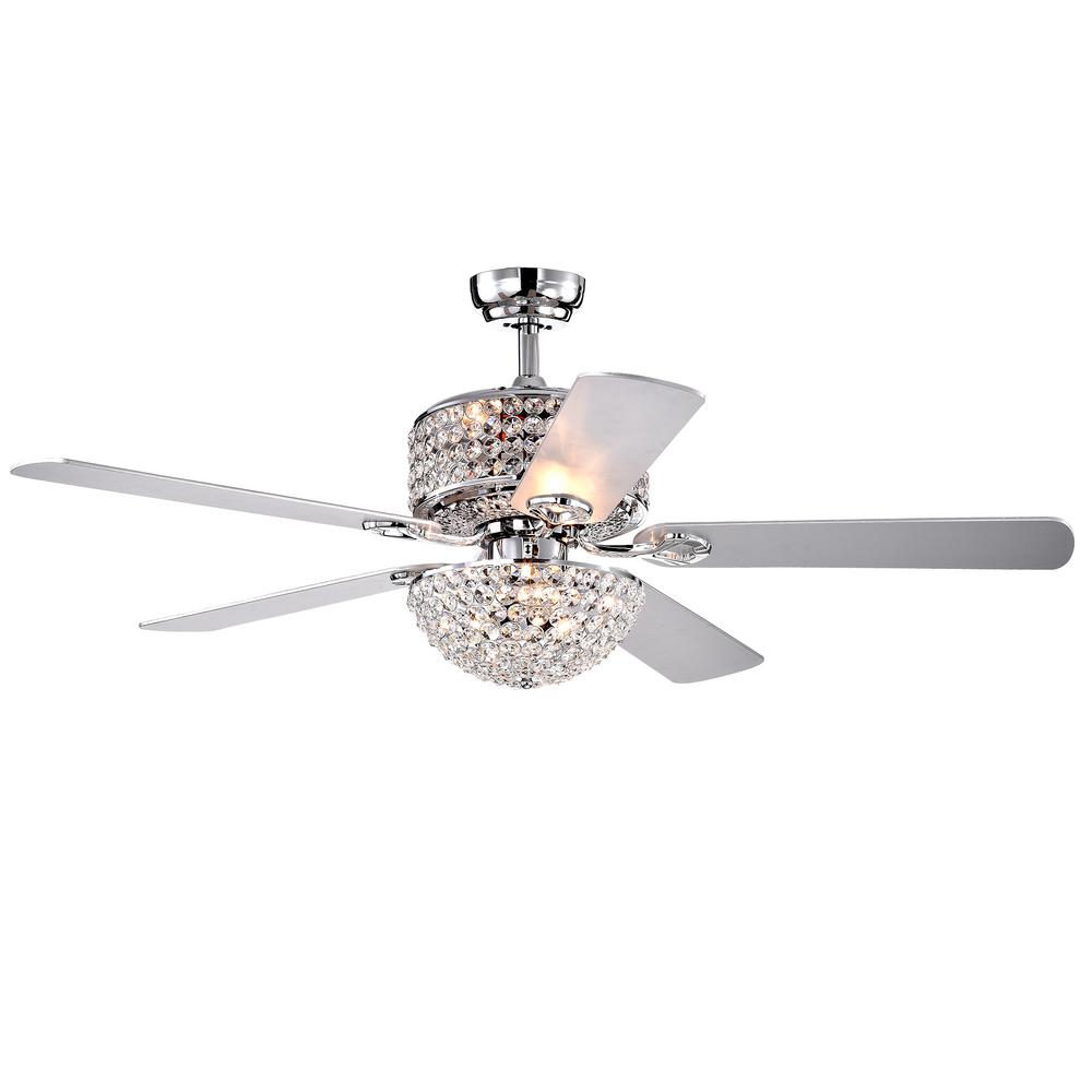 Warehouse Of Tiffany Silver Orchid Finlayson 52 In Indoor Chrome Remote Controlled Ceiling Fan With Light Kit