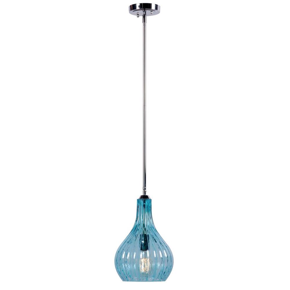 Blue Pendant Lights Lighting The Home Depot Darcy 1 Light Chrome Pendant