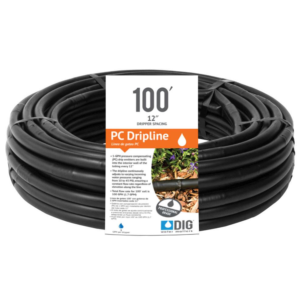 DIG DIG112PC12 in. x 100 ft. 1GPH Pressure Compensating Drip Line with 0.700 in. O.D.B112PC
