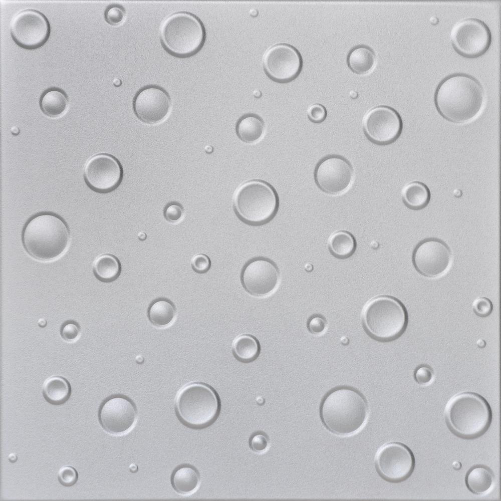 A La Maison Ceilings Bubbles 1 6 Ft X 1 6 Ft Foam Glue Up Ceiling Tile In Silver