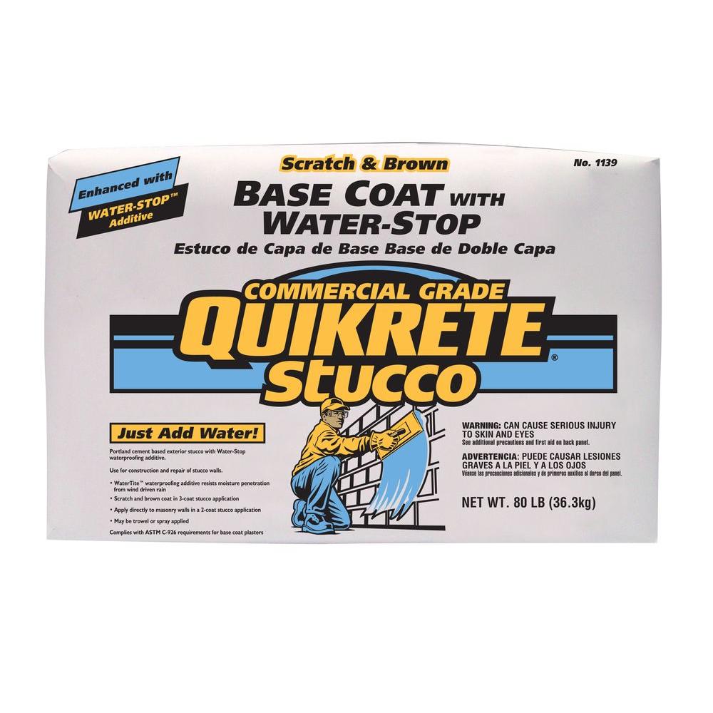 Quikrete 80 Lb Stucco Base Coat With Water Stop 113989 The Home Depot