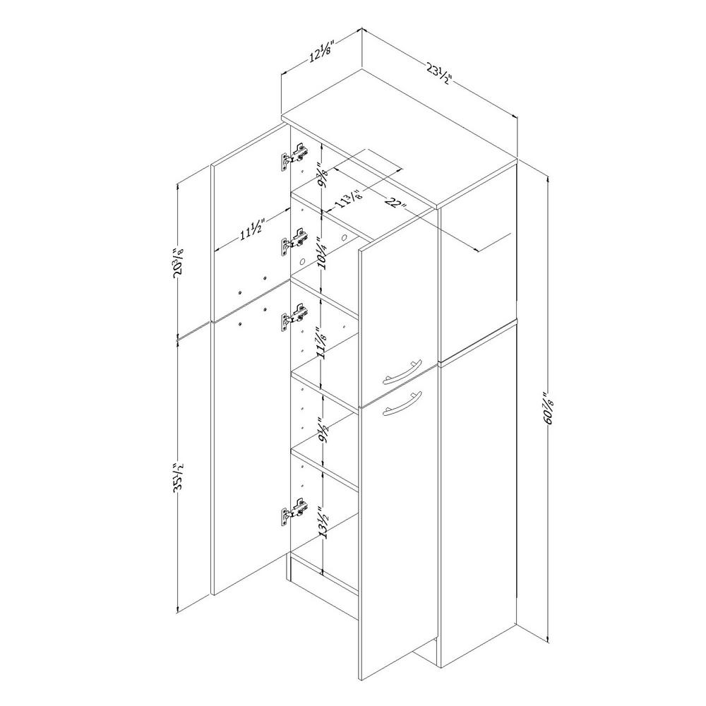 South Shore Axess 4 Door Natural Maple Food Pantry 7113971 The