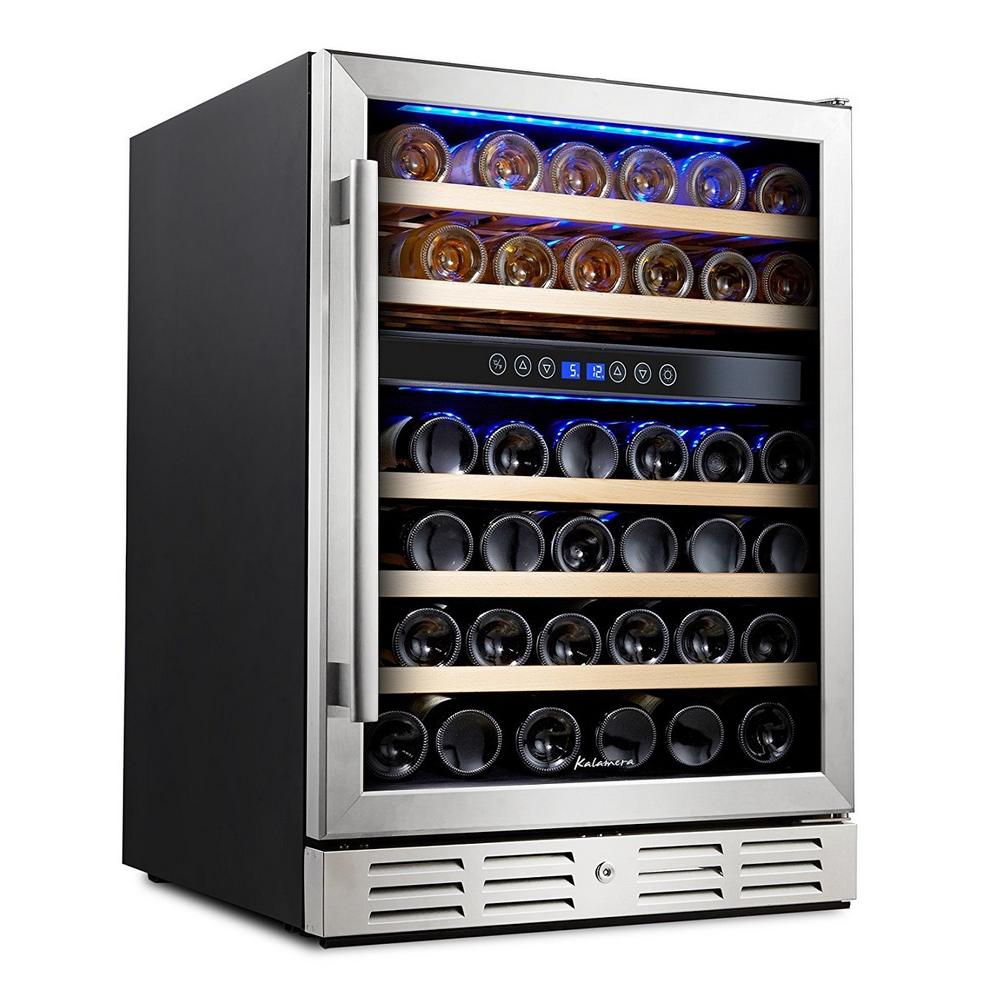 Kalamera 24 in. BuiltIn 46 Bottle Dual Zone Wine refrigerator with