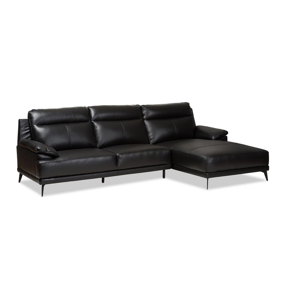 2Piece Black Faux Leather Right Sectional Sofa Set SH6005B The Home