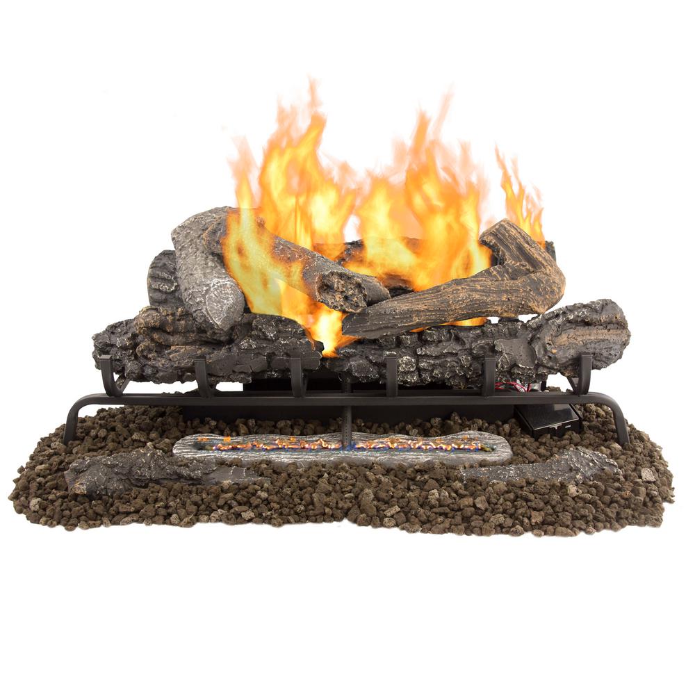 Ceramic Logs For Gas Fireplace Home Depot - Pleasant Hearth Valley Oak 30 In Vent Free Dual Fuel Gas Fireplace Logs With Remote Vfl2 Vo30dr The Home Depot