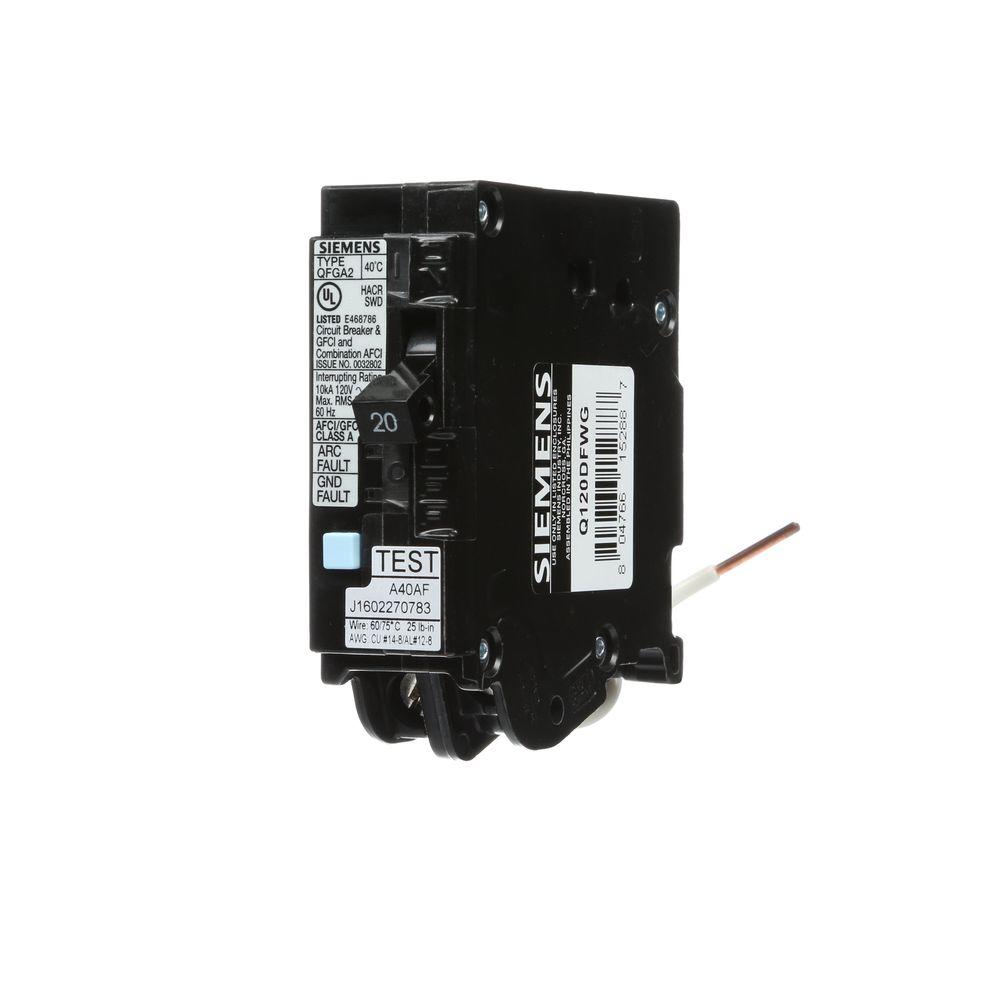 Siemens 20 Amp Single Pole WireGuide Dual Function AFCI ... 20 amp circuit wiring 