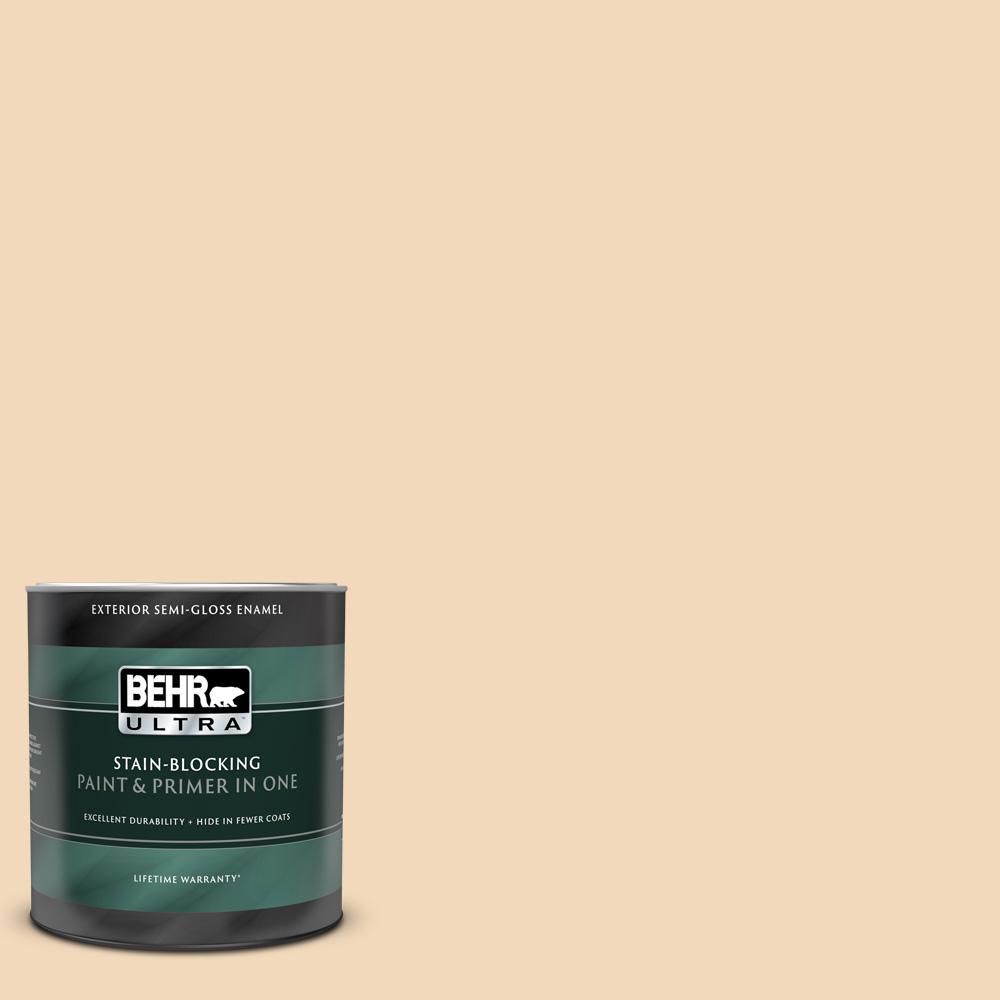 Behr Ultra 1 Qt M250 2 Golden Pastel Semi Gloss Enamel Exterior Paint And Primer In One