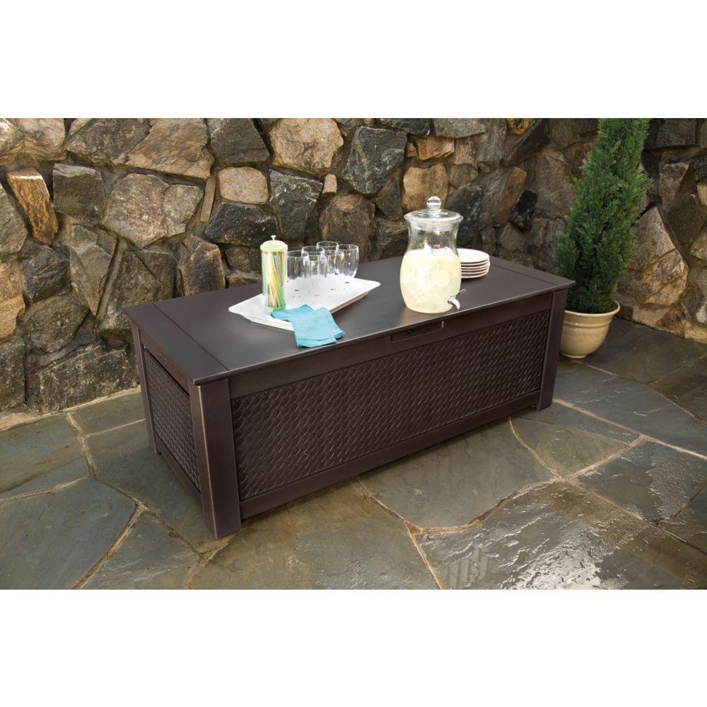 Rubbermaid Patio Chic 136 Gal Resin Basket Weave Patio Storage