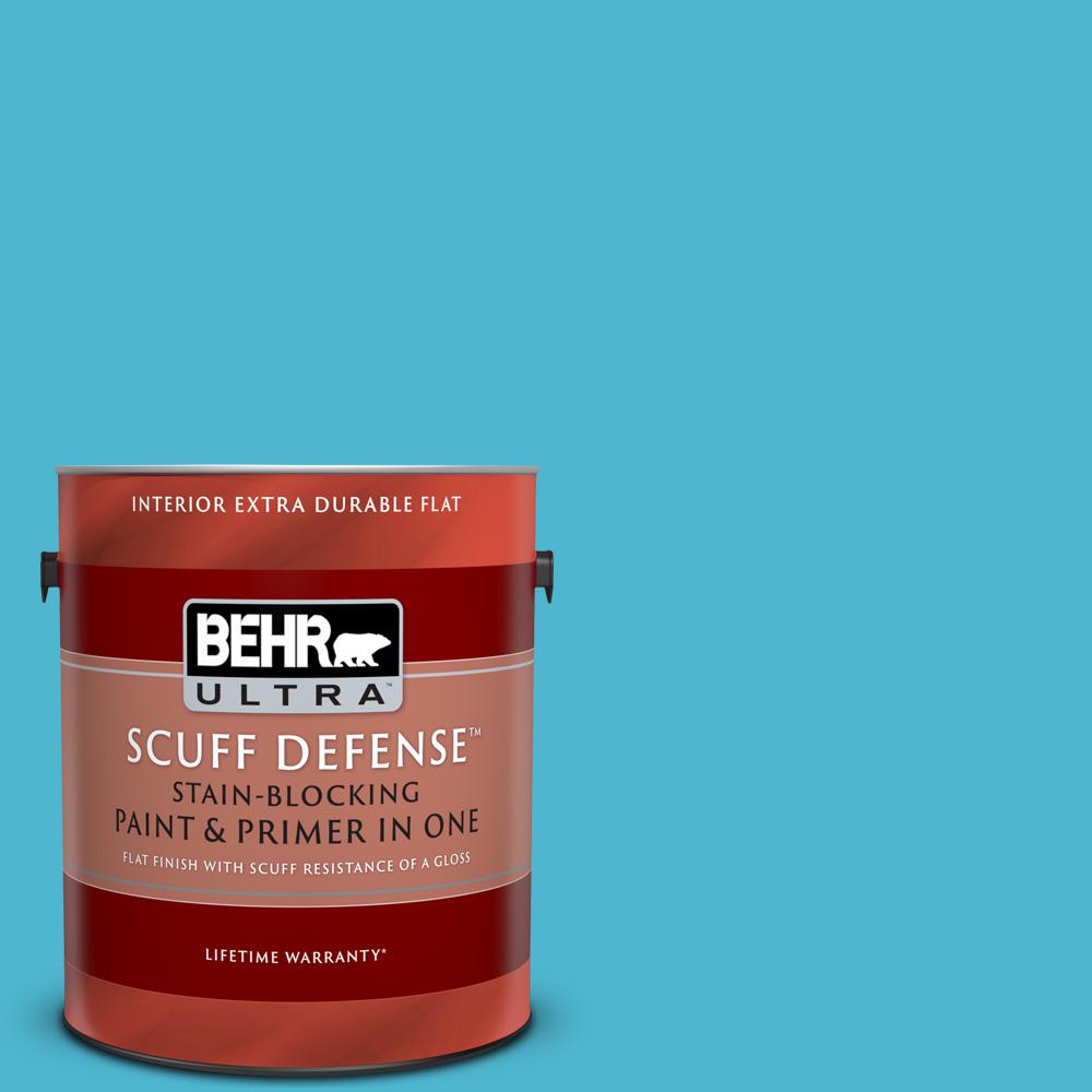 BEHR ULTRA 1 Gal. 520B5 Liquid Blue Extra Durable Flat Interior Paint