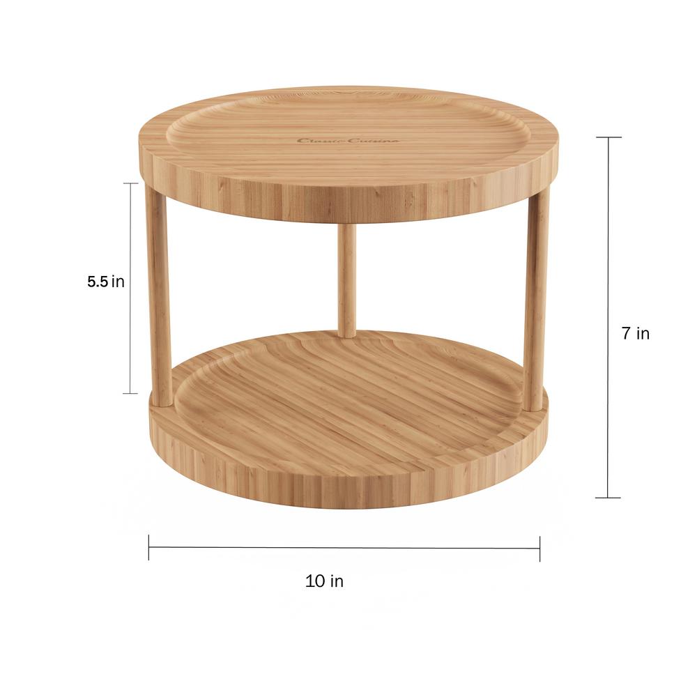 Clic Cuisine 2 Shelf 10 In All Natural Brown Bamboo Lazy Susan Natural Brown Bamboo Lazy Susan
