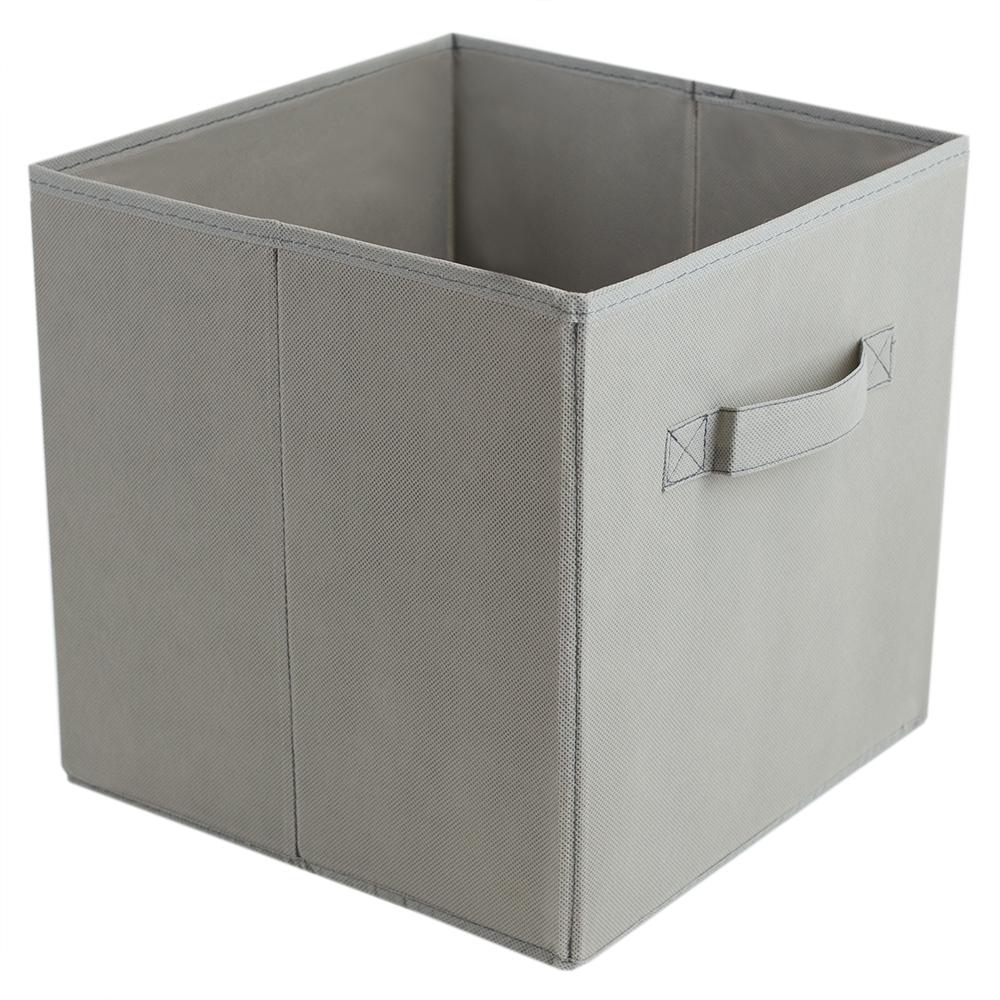 Home Basics 11 in. D x 11 in. H x 11 in. W Grey Fabric Cube Storage Bin