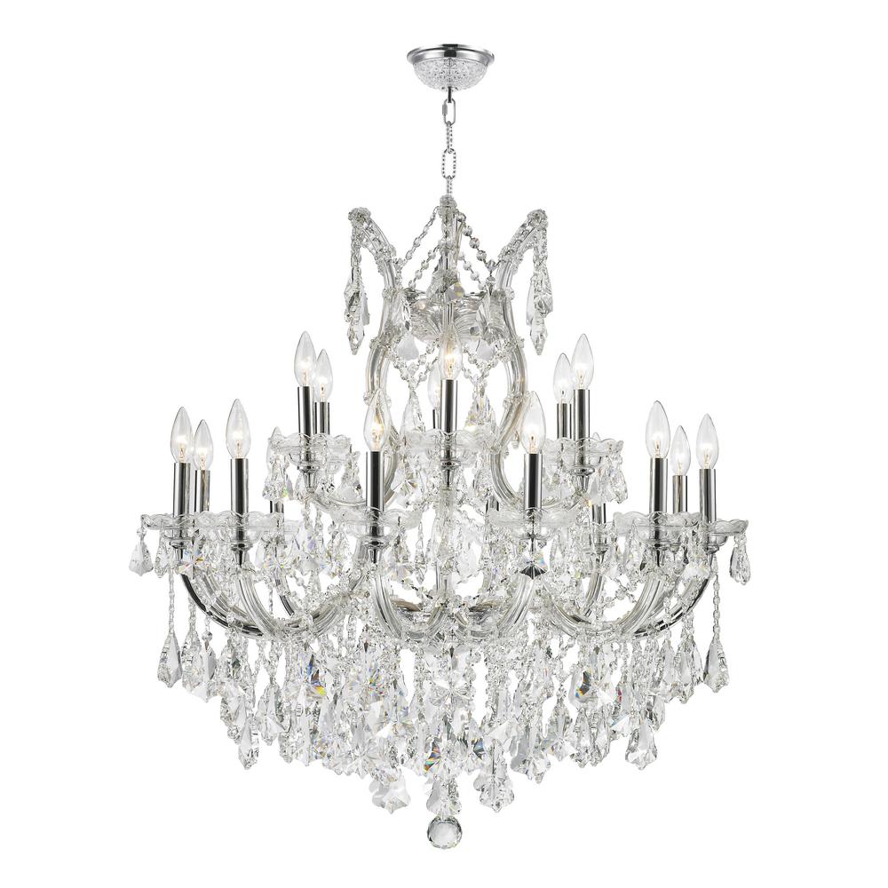 Worldwide Lighting Maria Theresa 19Light Polished Chrome Chandelier with Clear Crystal 