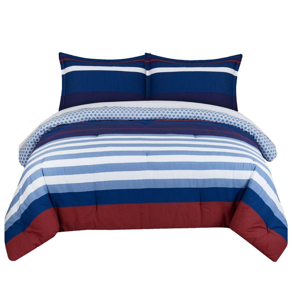 Nouvelle Home Nautical 3 Piece Blue Red And White Full Queen