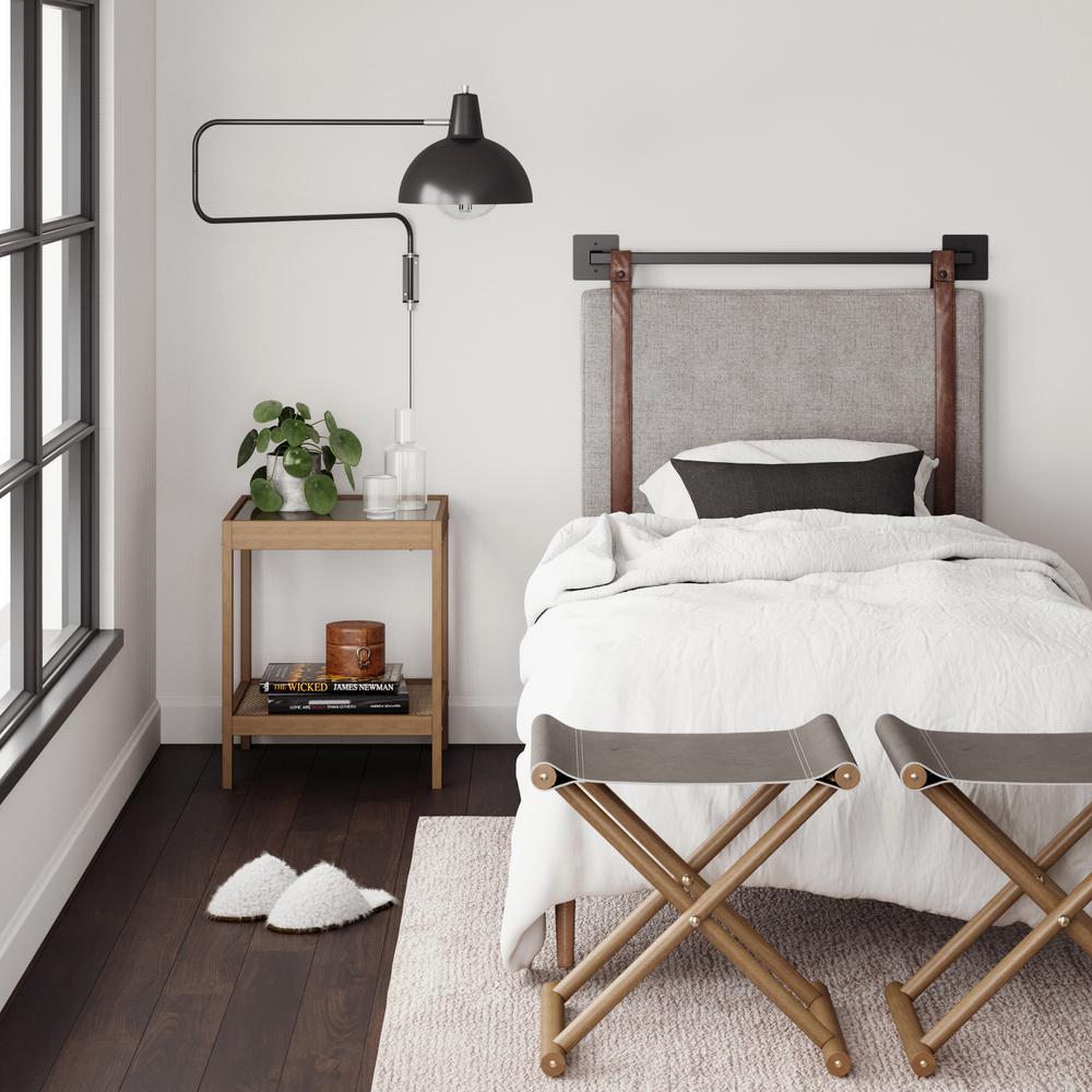 Nathan James Harlow 36 In Twin Wall Mount Gray With Adjustable Straps And Black Metal Rail Upholstered Headboard 94002 The Home Depot - Wall Mounted Headboard Nathan James Harlow 36 In Twin Wall Mount Gray With Adjustable Straps And Black Metal Rail Upholstered Headboard 94002 The Home Depot - Wall Mounted Headboard