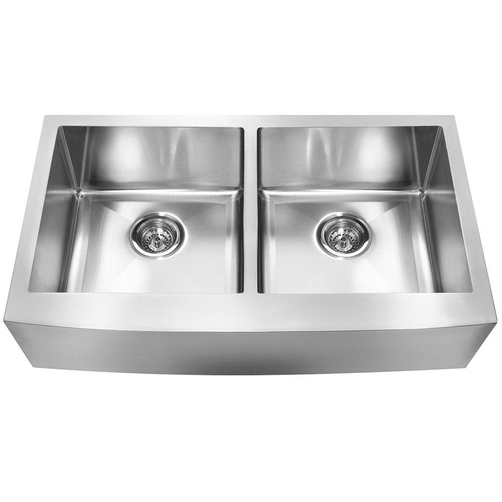 Franke Farmhouse Undermount Stainless Steel 33 In 0 Hole 18 Gauge Double Bowl Kitchen Sink