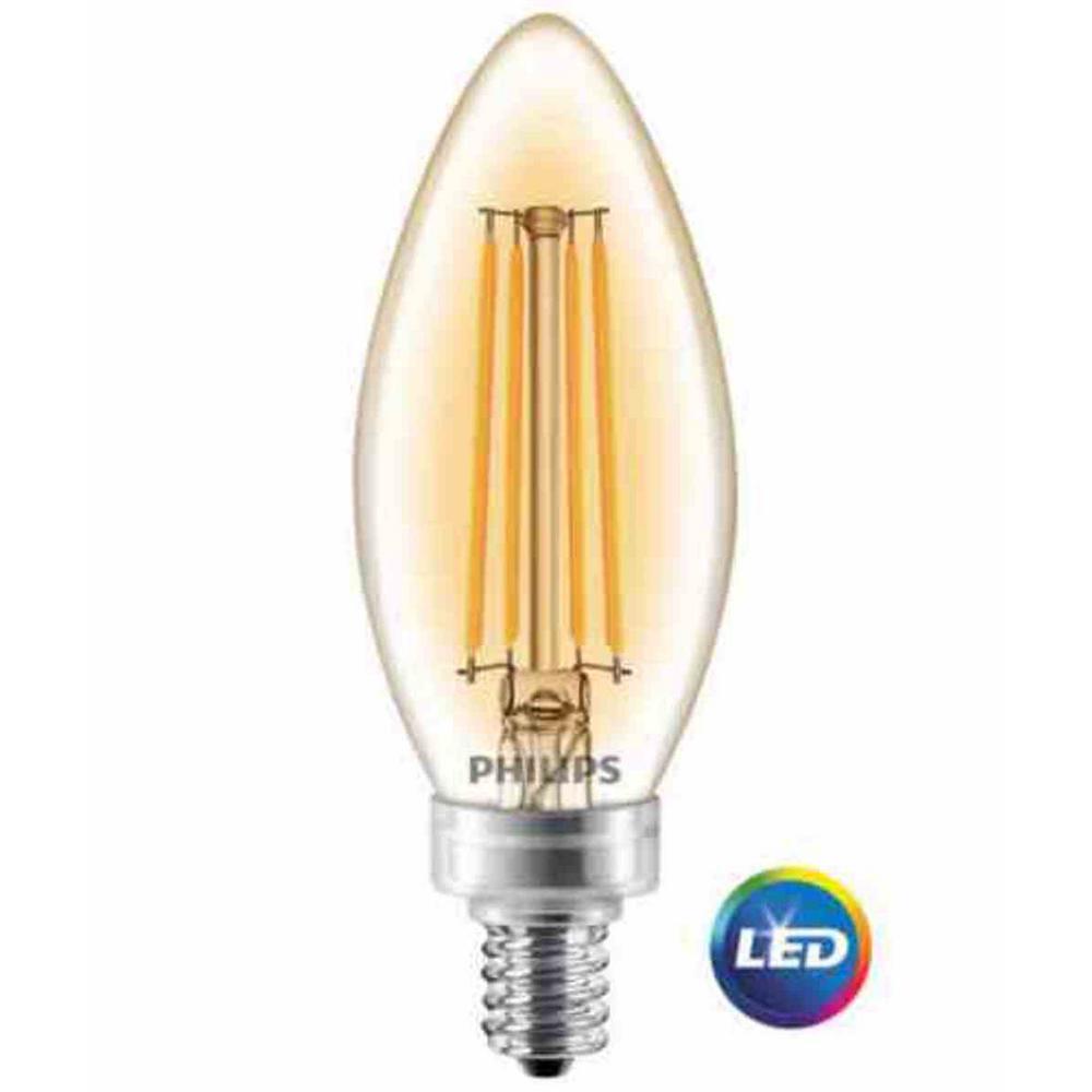 Philips 40W Equivalent Soft White Clear Glass Dimmable B11 LED Energy ...