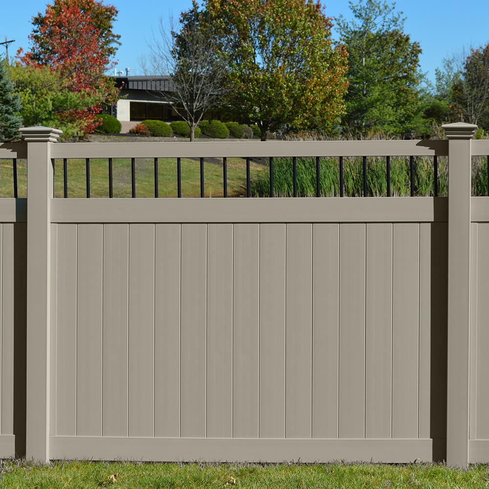 Weatherables Bradford 6 Ft H X 8 Ft W Khaki Vinyl Privacy Fence Panel Kit Pkpr Ctrnd 6x8 The Home Depot