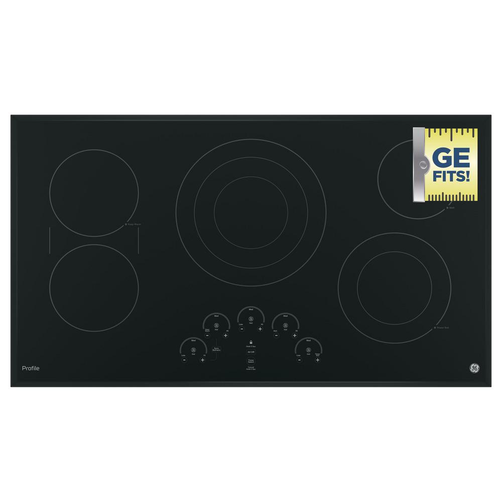 GE Profile 36 in. Radiant Electric Cooktop in Black with 5 Elements including TriRing