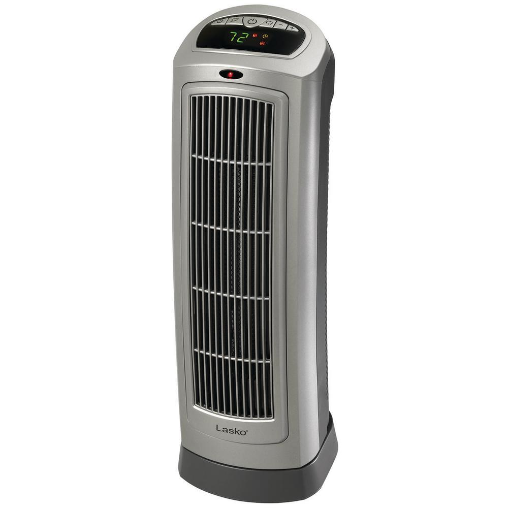 Lasko Tower 23 In 1500 Watt Electric Ceramic Oscillating Space Heater With Digital Display And Remote Control 755320 The Home Depot