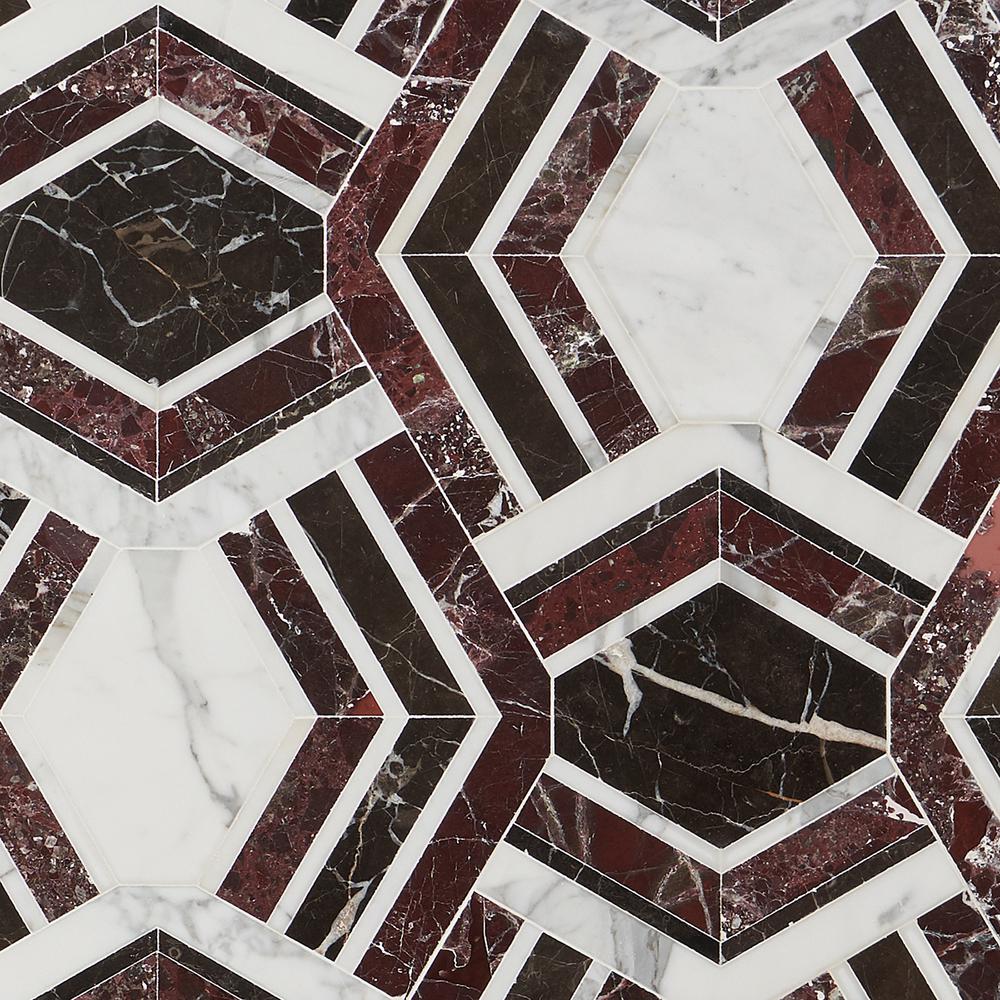 Ivy Hill Tile Tenor Maroon 18 in. x 11 in. Polished Marble Mosaic Tile