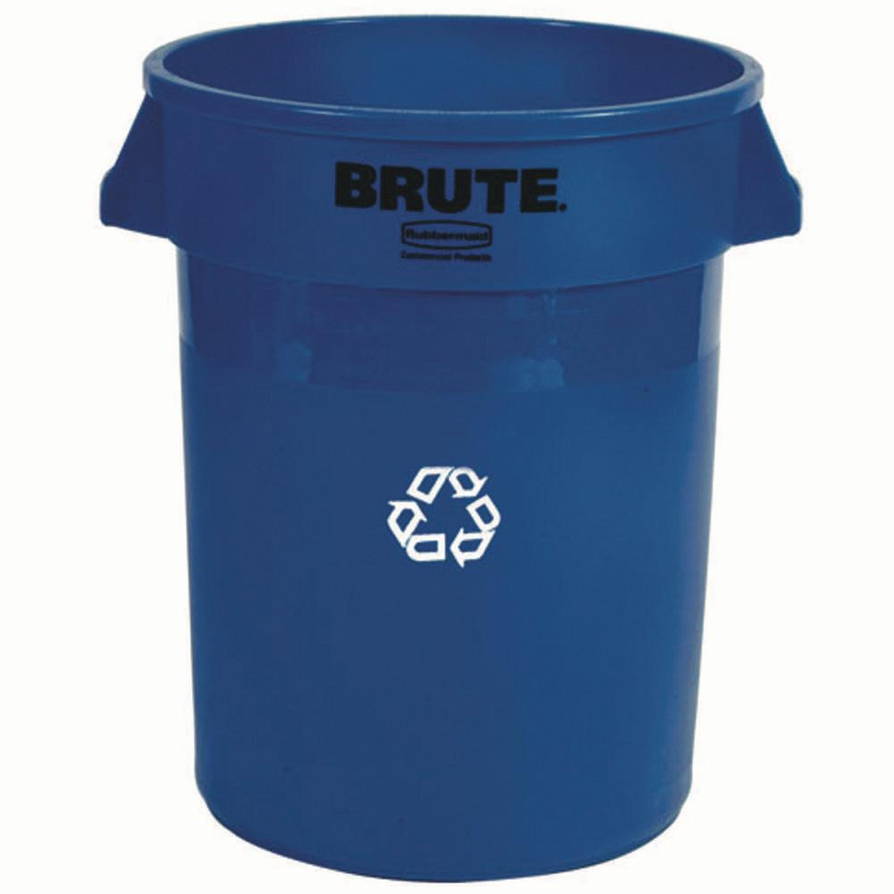 Recycling Bins Trash The Home Depot Brute 32 Gal Blue Round Indoor Recycling Bin