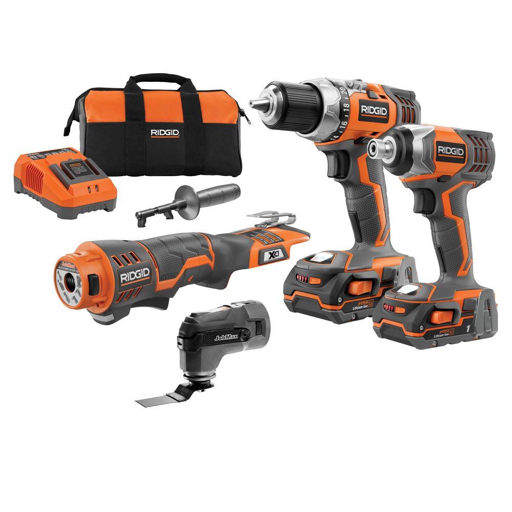 RIDGID 18Volt LithiumIon Cordless Drill/Impact/JobMax Combo Kit (3